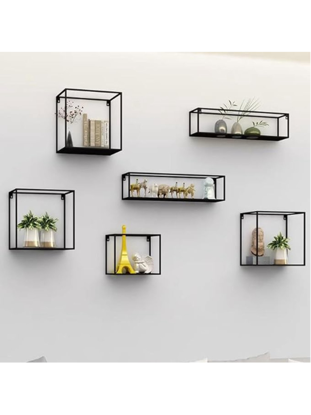 3 Piece Iron Bracket Shelf Black Metal Wall Display Shelves - Picture 2 of 10